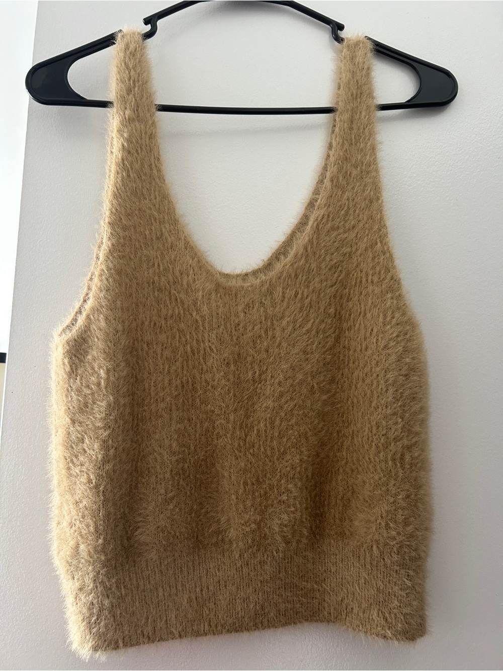 Fuzzy Knotty St Michael’s Knit Tank Top in Tan